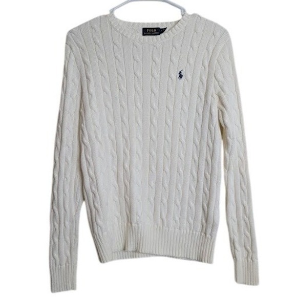 Polo Ralph Lauren Sweaters - Polo Ralph Lauren Cable-Knit Cotton Crewneck Sweater Size Womens Medium Preppy